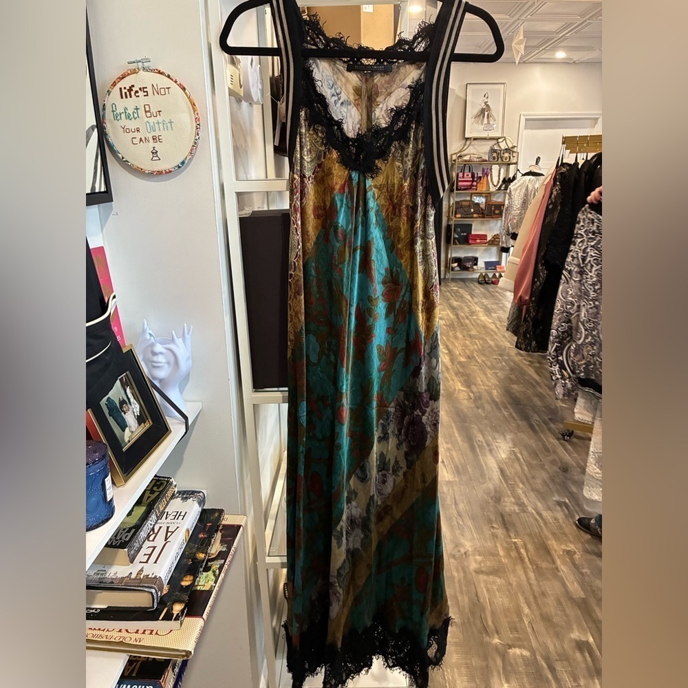 Beate Heymann silk dress with jersey trim size 8